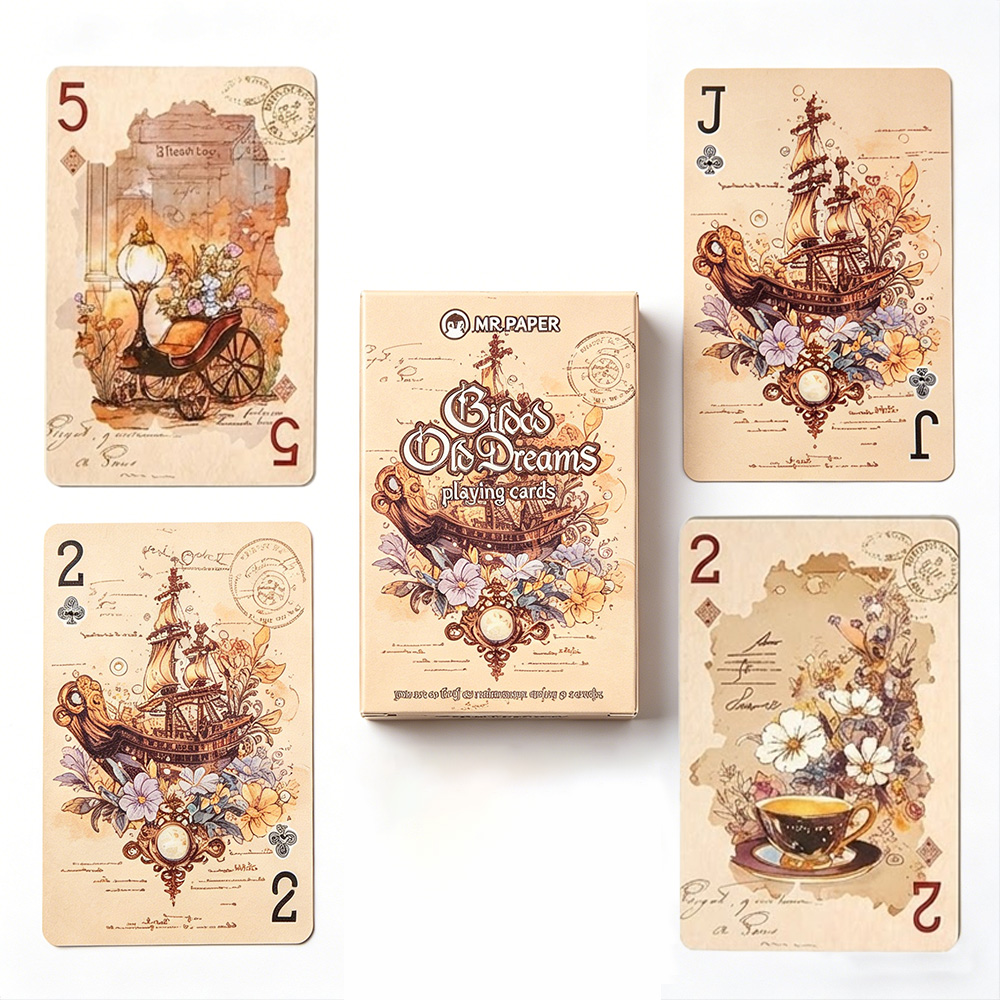 Vintage Collectible Playing Cards - 55 Buah Kartu Remi Estetika Antik
